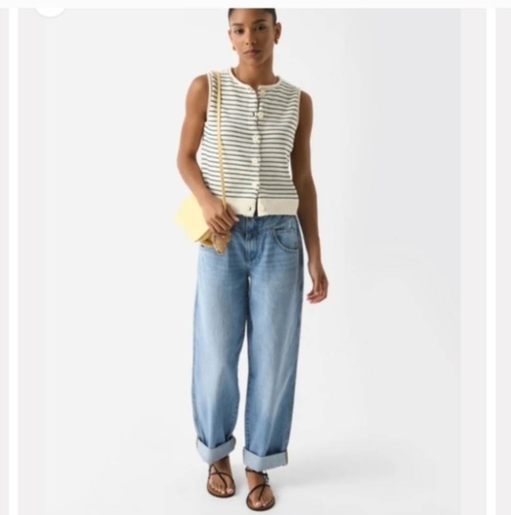 FRAME 90's Utility Loose Jeans Size 28 High Rise Roll Hems Or Straight Leg - Picture 2 of 15